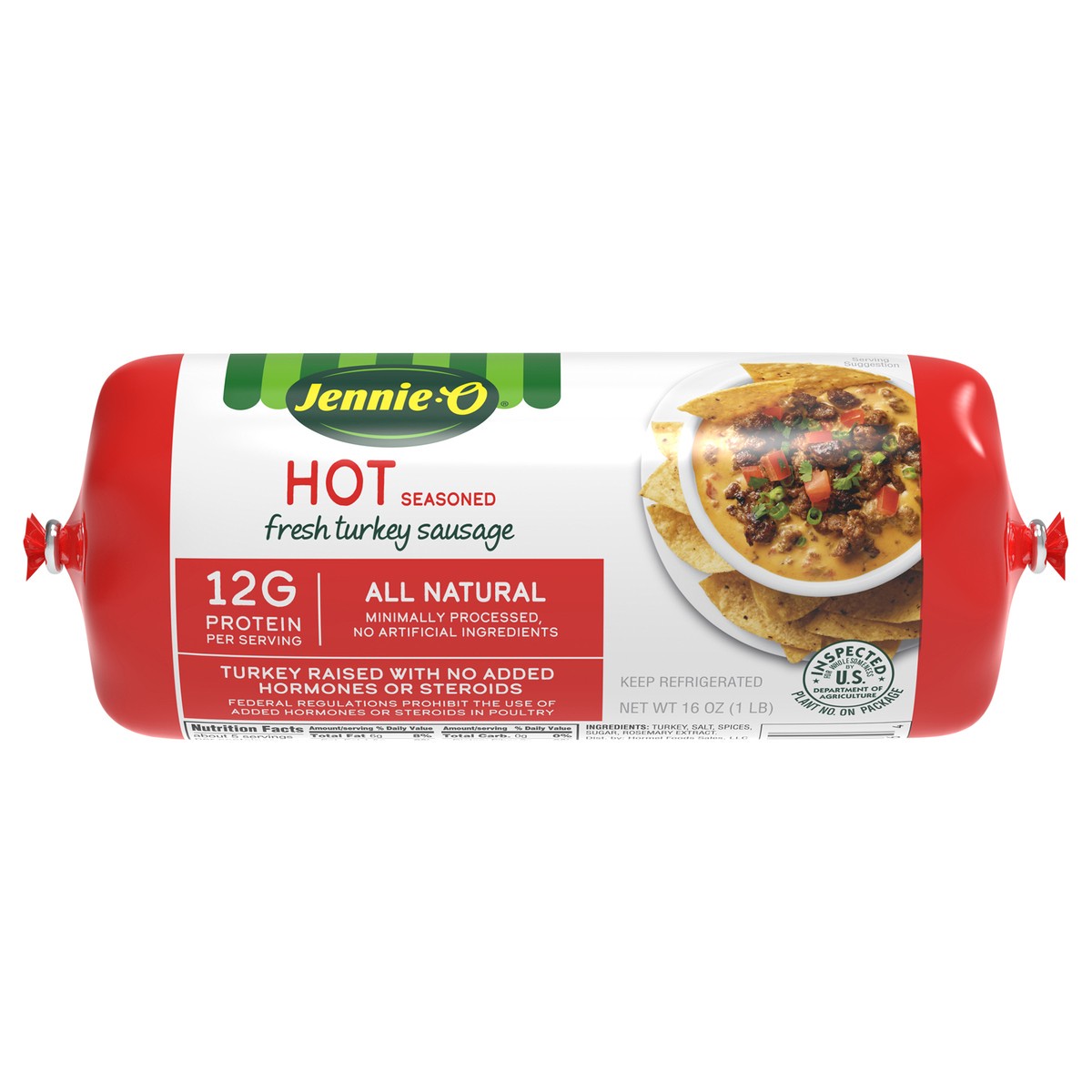 slide 1 of 5, Jennie-O Hot Seasoned Turkey Sausage, 16 oz