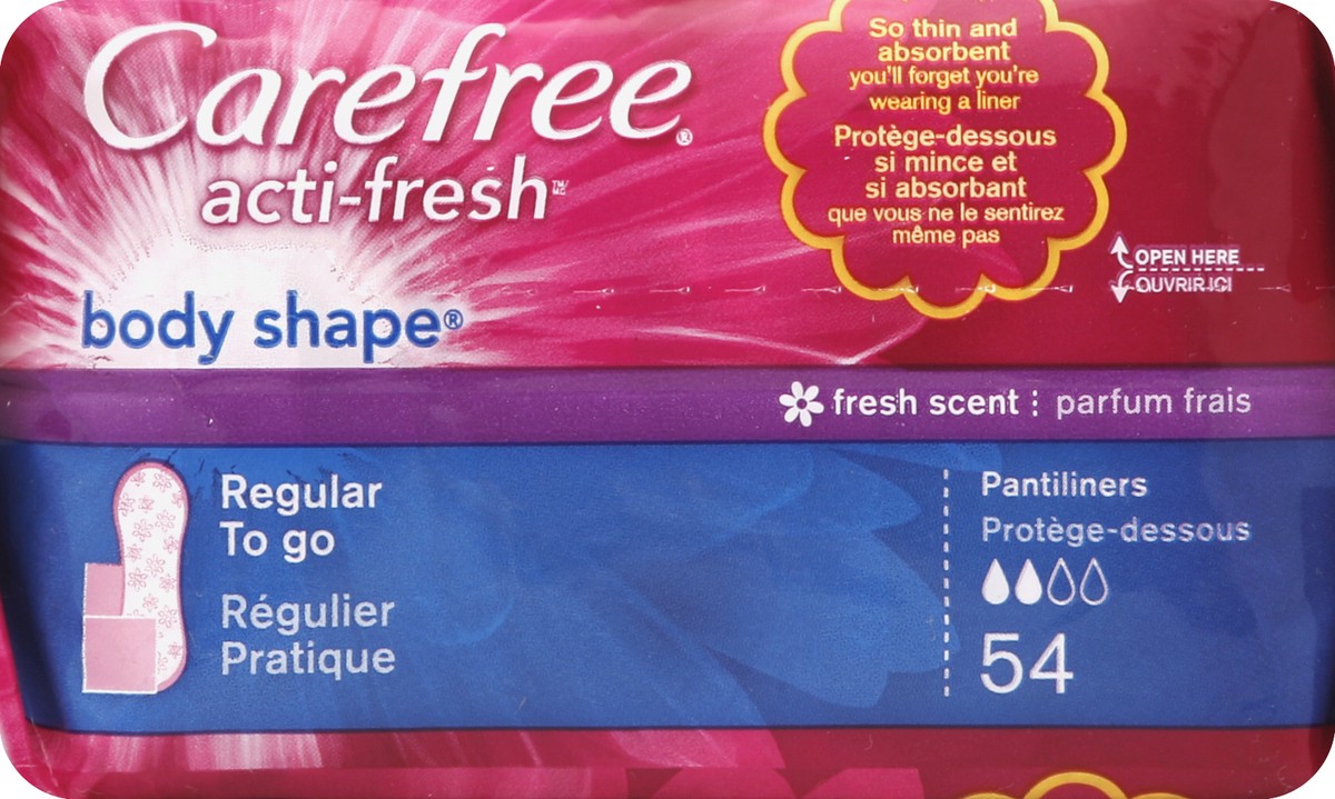 slide 6 of 6, Carefree Acti-Fresh Twist Resist Body Shaped Pantiliners Fresh Scent Regular - 54 Count, 54 ct