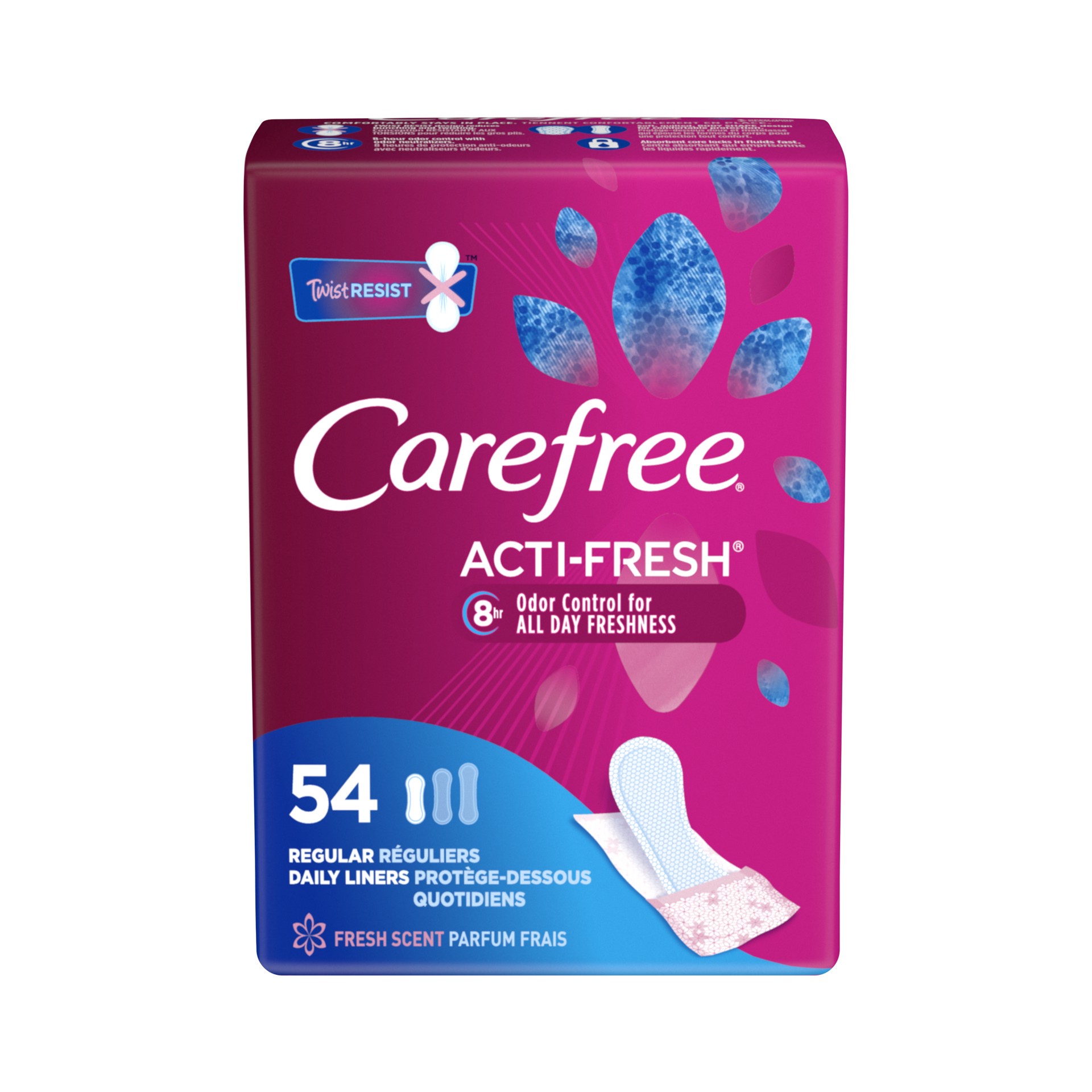 slide 1 of 6, Carefree Acti-Fresh Twist Resist Body Shaped Pantiliners Fresh Scent Regular - 54 Count, 54 ct