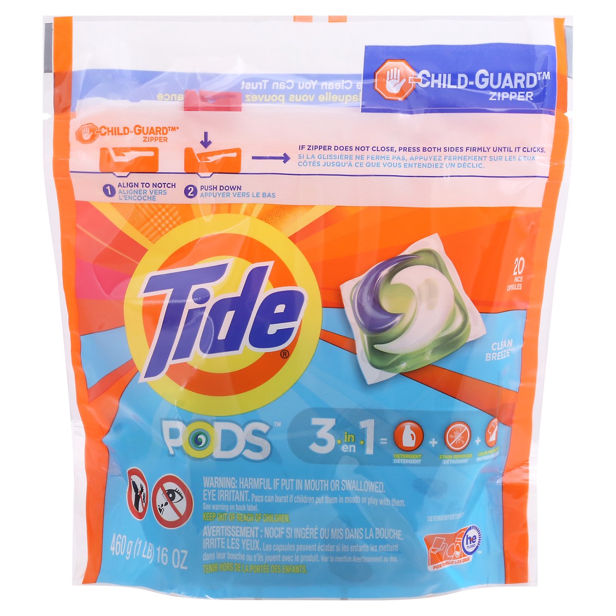 slide 1 of 11, Tide Pods 3 in 1 Clean Breeze Detergent 460 gr, 460 g