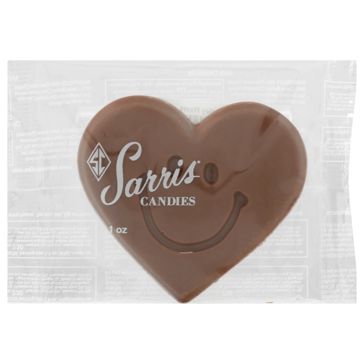 slide 1 of 1, Sarris Candies Smiley Heart Chocolate 1 oz, 1 oz