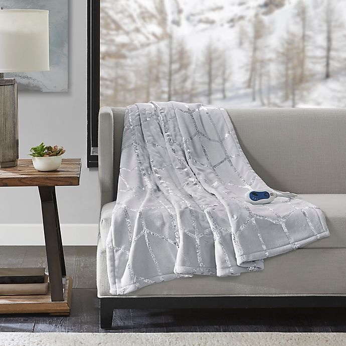 slide 3 of 4, True North by Sleep Philosophy Raina Heated Metallic Throw Blanket - Grey, 1 ct