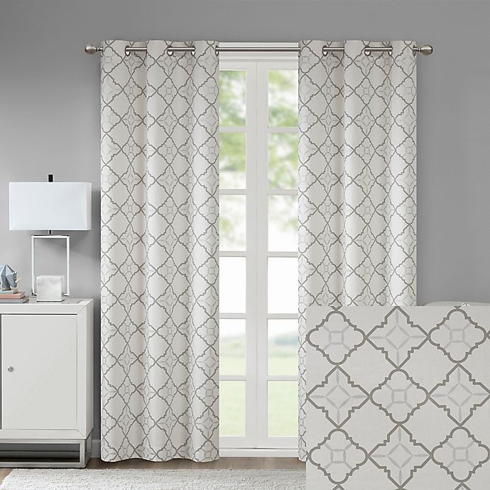 slide 5 of 6, Madison Park Hayes Cotton Duck 84-Inch Grommet Window Curtain Panels - Grey, 2 ct; 84 in