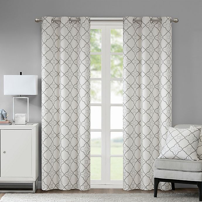 slide 1 of 6, Madison Park Hayes Cotton Duck 84-Inch Grommet Window Curtain Panels - Grey, 2 ct; 84 in