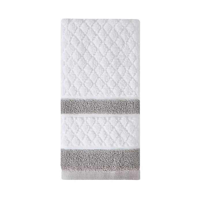 slide 1 of 2, Wamsutta Hotel Border Fingertip Towel - Grey, 1 ct