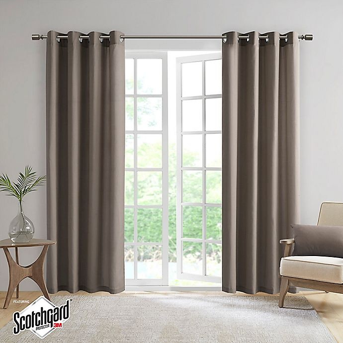 slide 3 of 8, Madison Park Pacifica Solid 3M Scotchgard Grommet Top Outdoor Curtain Panel, 1 ct