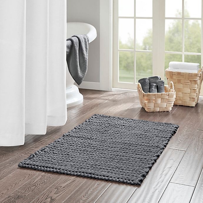 slide 3 of 6, Madison Park Lasso 40 x 24" Chain Bath Rug - Charcoal", 40 x 24 in