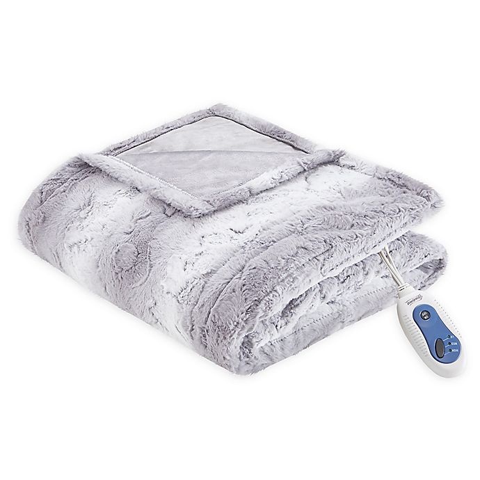 slide 1 of 3, Beautyrest Zuri Heated Throw Blanket - Grey, 70 in x 50 in