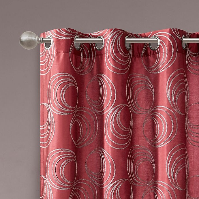 slide 2 of 3, Regency Heights Cosma Grommet Room Darkening Window Curtain Panel - Red, 84 in