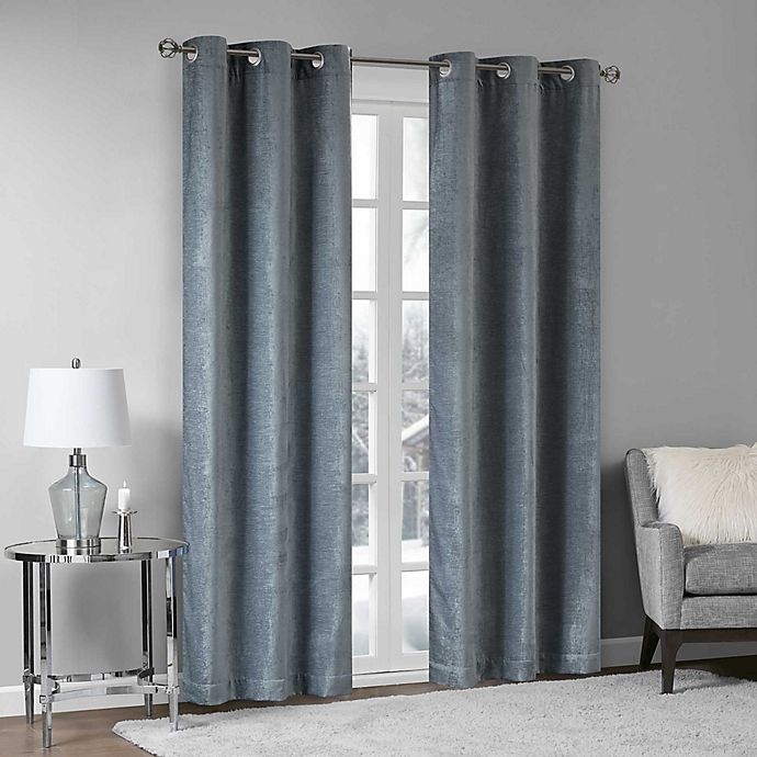 slide 3 of 6, Madison Park Luxe Chenille 63-Inch Grommet Window Curtain - Aqua, 2 ct; 63 in