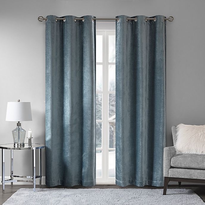 slide 1 of 6, Madison Park Luxe Chenille 63-Inch Grommet Window Curtain - Aqua, 2 ct; 63 in