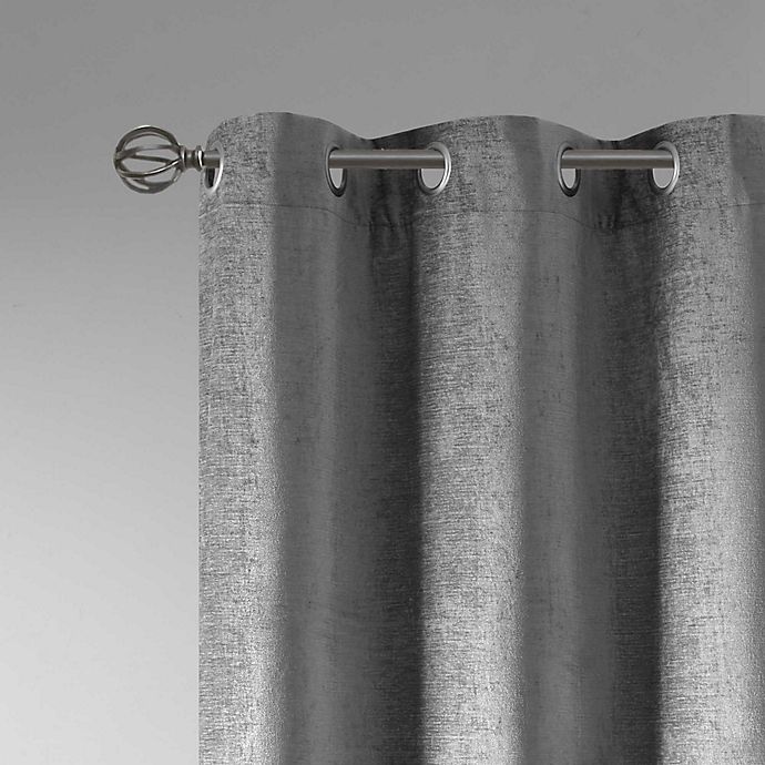 slide 3 of 6, Madison Park Luxe Chenille 84-Inch Grommet Window Curtain - Grey, 2 ct; 84 in