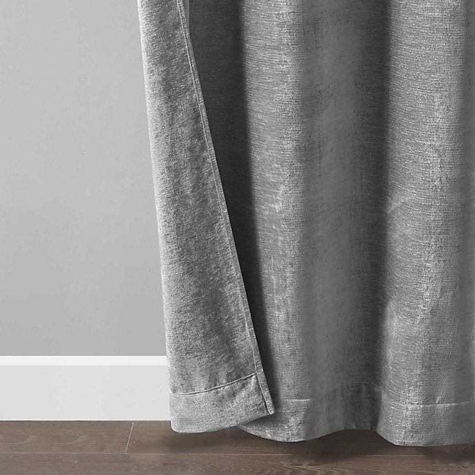 slide 5 of 6, Madison Park Luxe Chenille 84-Inch Grommet Window Curtain - Grey, 2 ct; 84 in