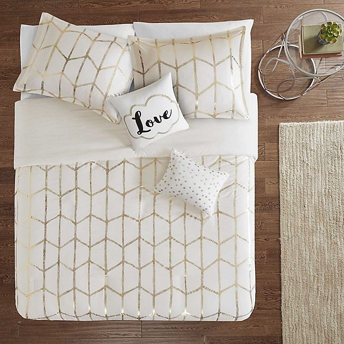 slide 4 of 10, Intelligent Design Raina King/California King Duvet Cover Set - Ivory/Gold, 1 ct