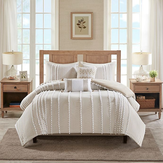 slide 1 of 4, Harbor House HH Anslee Cotton Comforter Set F/Q Taupe, 3 ct