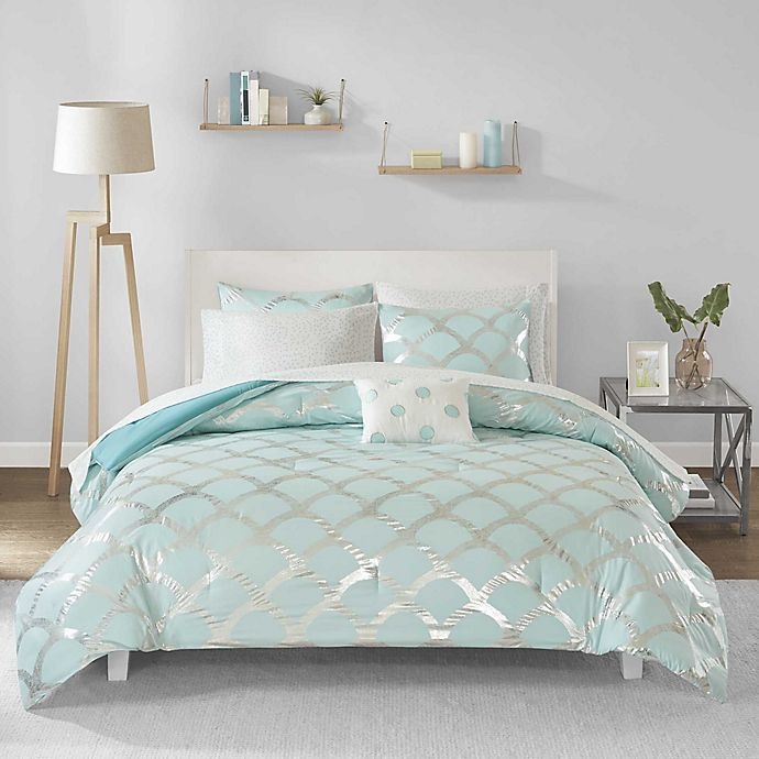 slide 2 of 7, Intelligent Design Lorna Queen Comforter Set - Aqua, 8 ct