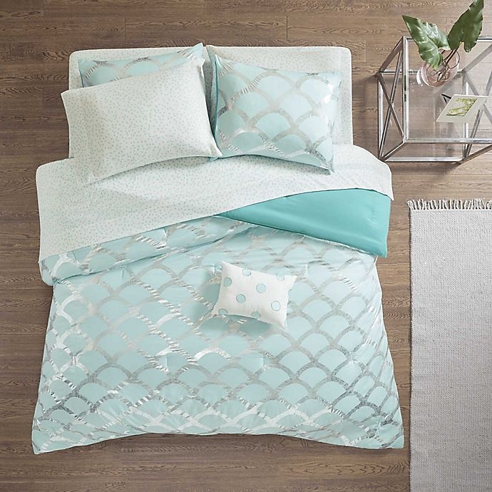 slide 3 of 7, Intelligent Design Lorna Queen Comforter Set - Aqua, 8 ct