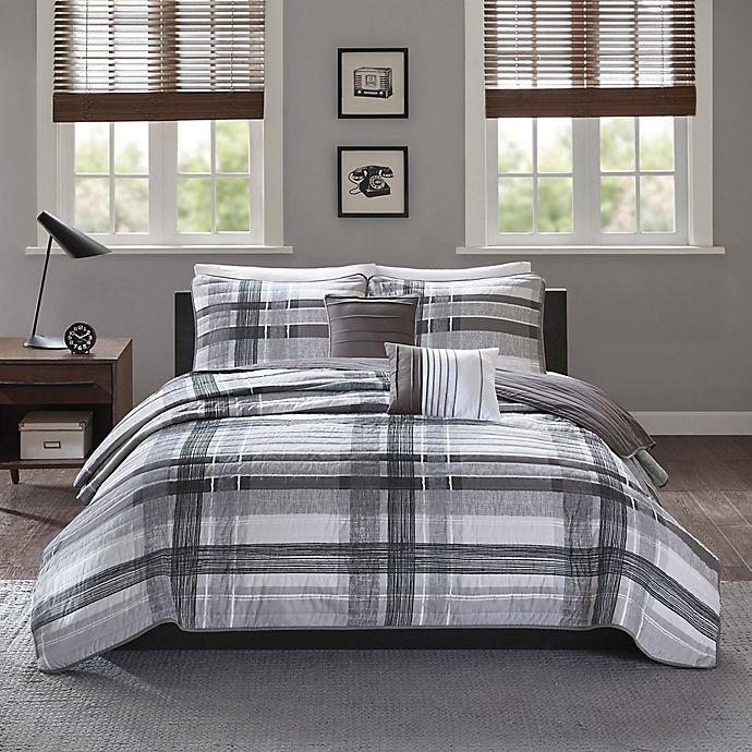 slide 2 of 8, Intelligent Design Rudy Plaid Twin/Twin XL Printed Coverlet Bedding Set - Black/Grey, 1 ct