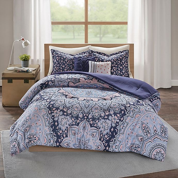 slide 2 of 9, Intelligent Design Odette Reversible Twin/Twin XL Comforter Set - Blue, 4 ct