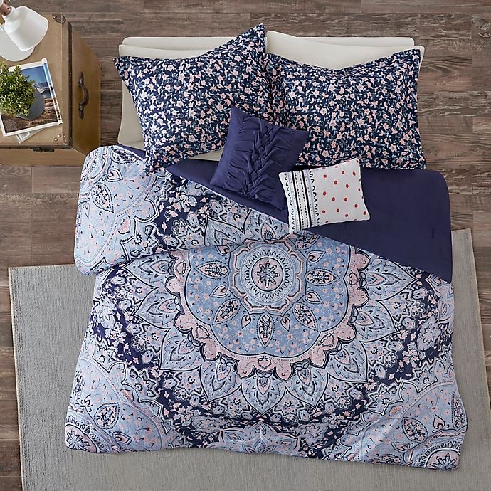 slide 3 of 9, Intelligent Design Odette Reversible Twin/Twin XL Comforter Set - Blue, 4 ct