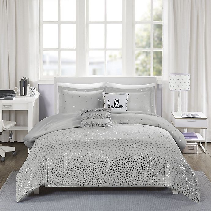 slide 3 of 9, Intelligent Design Zoey Metallic Full/Queen Triangle Printed Comforter Set, 5 ct