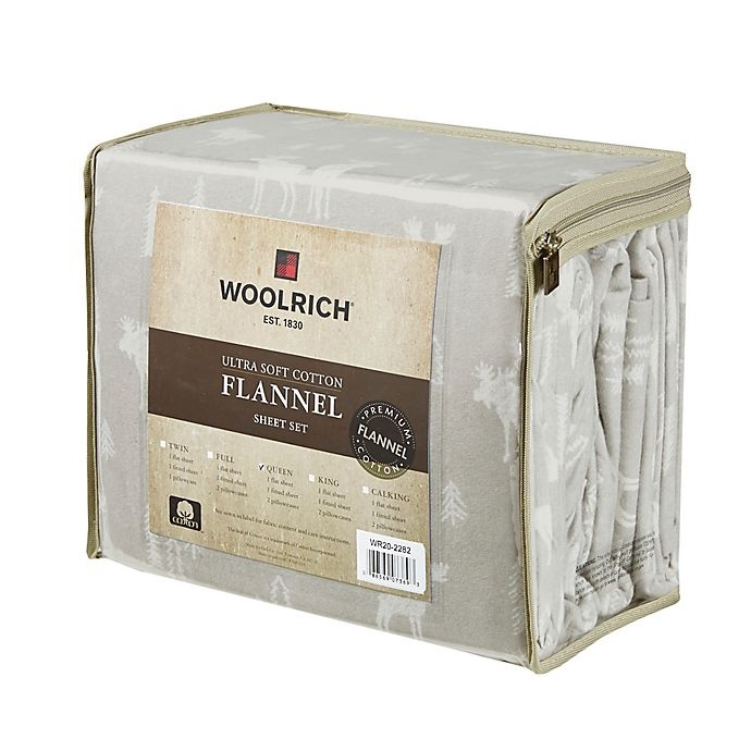 slide 4 of 4, Woolrich Moose Flannel King Sheet Set - Grey, 1 ct