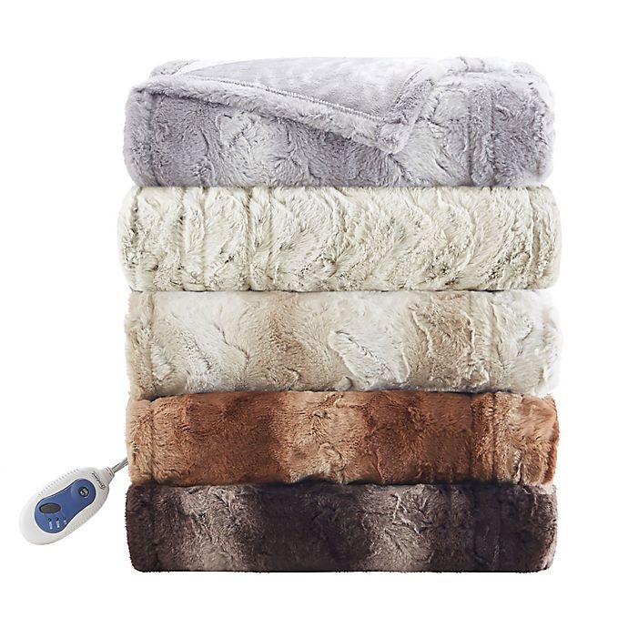 slide 3 of 3, Beautyrest Zuri Heated Throw Blanket - Snow, 70 in x 50 in