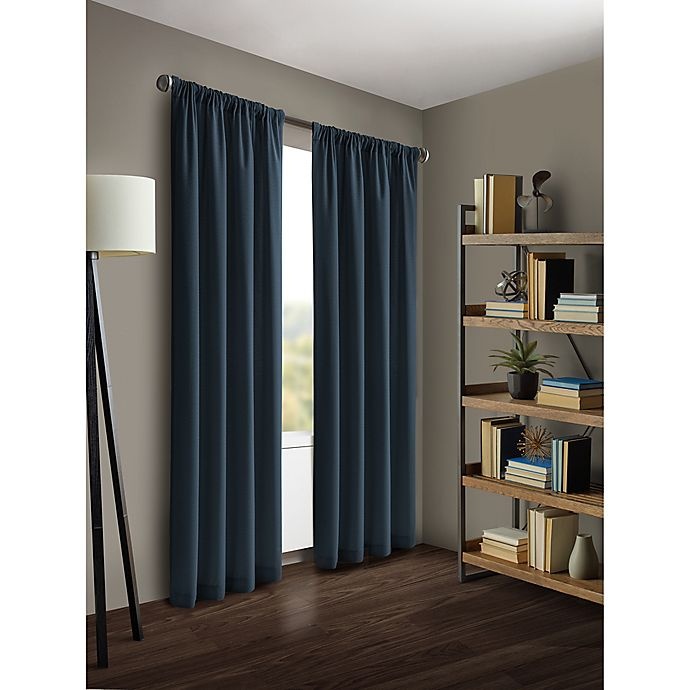 slide 1 of 2, Kenneth Cole Reaction Home Gotham Rod Pocket/Back Tab Window Curtain Panel - Midnight, 84 in