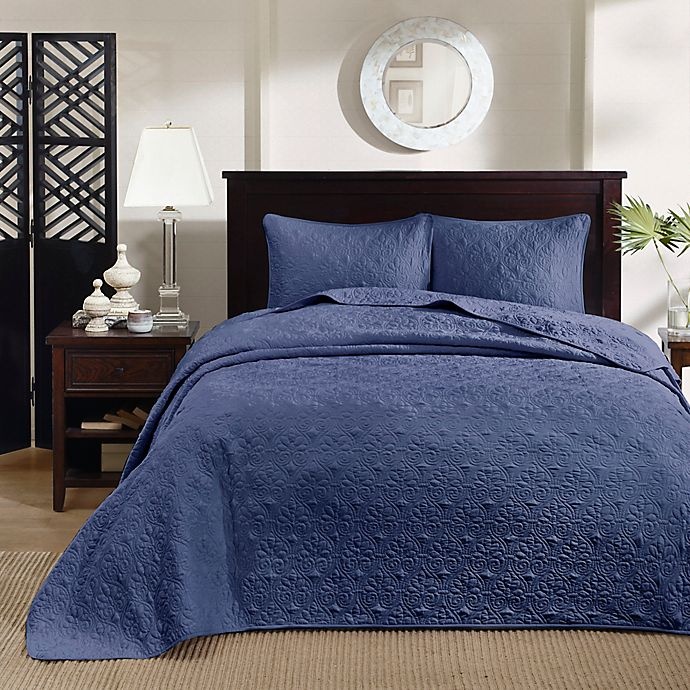 slide 3 of 5, Madison Park Quebec Reversible Twin/Twin XL Coverlet Set - Navy, 2 ct