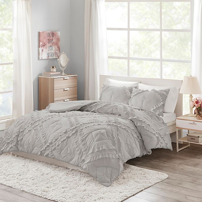 slide 1 of 9, Intelligent Design Kacie Ruffled Twin/Twin XL Coverlet Set - Grey, 2 ct