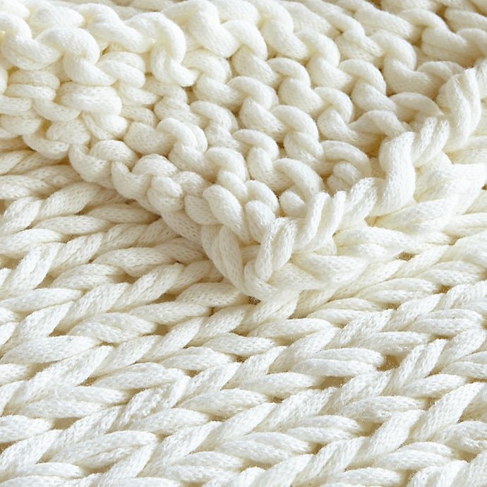 slide 2 of 5, Madison Park Chunky Double Knit Throw Blanket - Ivory, 1 ct