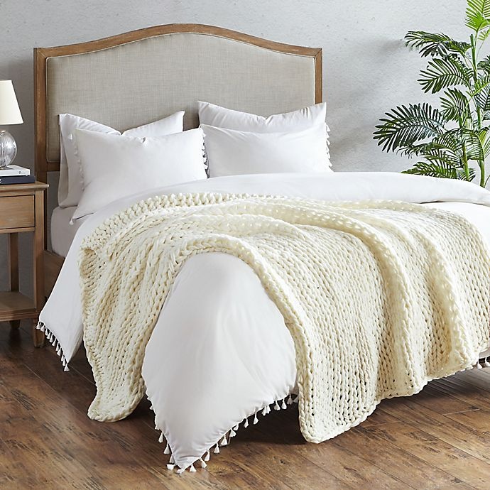 slide 3 of 5, Madison Park Chunky Double Knit Throw Blanket - Ivory, 1 ct