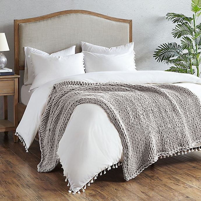 slide 3 of 4, Madison Park Chunky Double Knit Throw Blanket - Grey, 1 ct