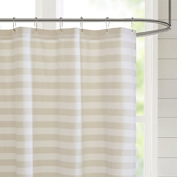 slide 2 of 3, Madison Park Aviana Stripe Woven Shower Curtain - Taupe, 1 ct
