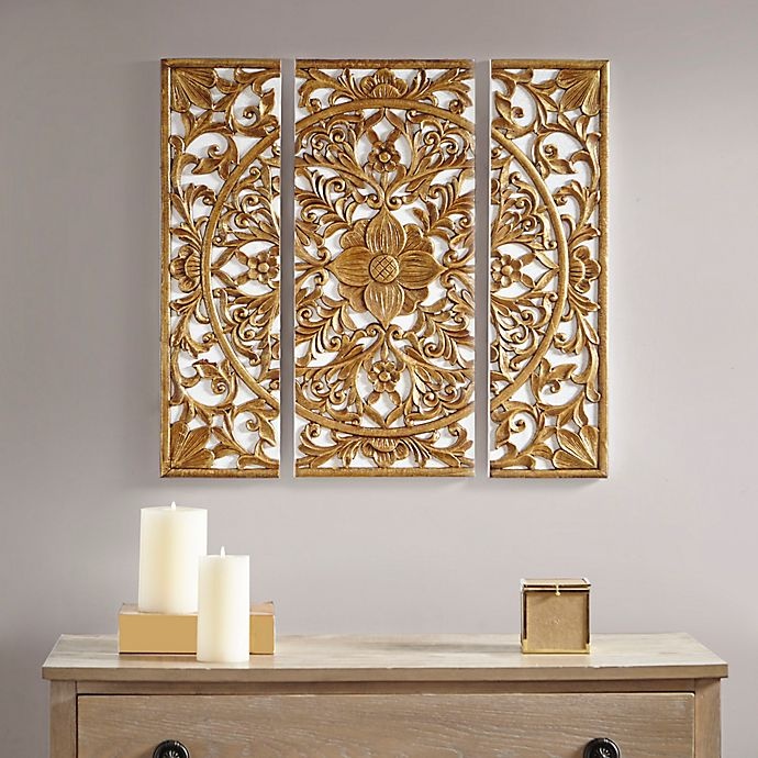 slide 4 of 7, Madison Park Abstract Medallion Canvas Wall Art - Gold, 3 ct
