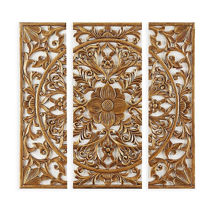 slide 1 of 7, Madison Park Abstract Medallion Canvas Wall Art - Gold, 3 ct