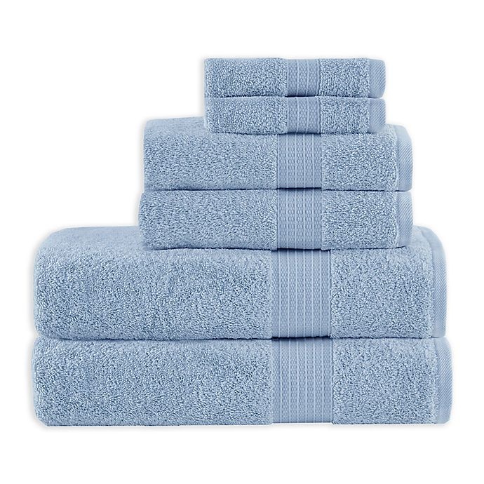 slide 1 of 5, Madison Park Bath Towel Set - Blue, 6 ct