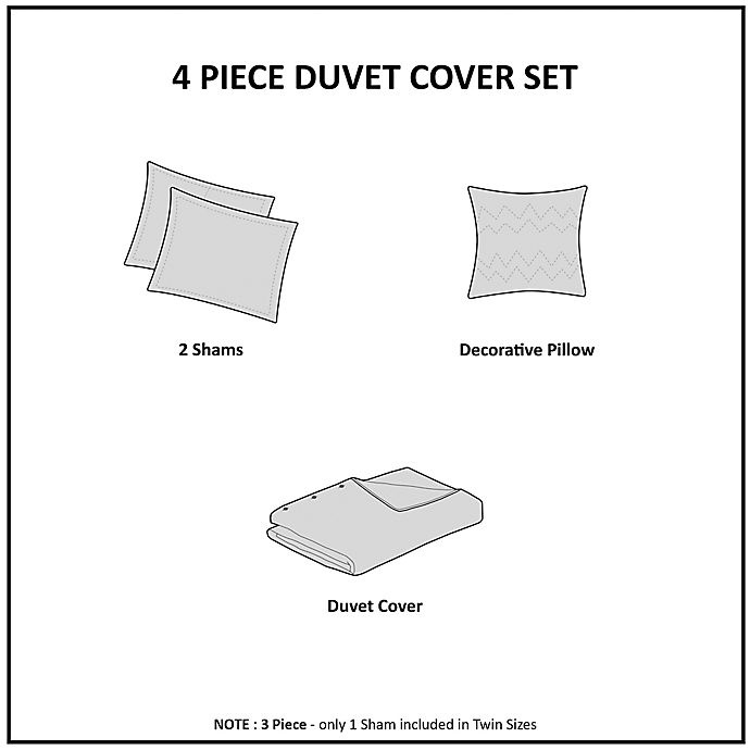 slide 4 of 14, Madison Park Malia Reversible Embroidered Full/Queen Duvet Cover Set - Grey/Ivory, 4 ct