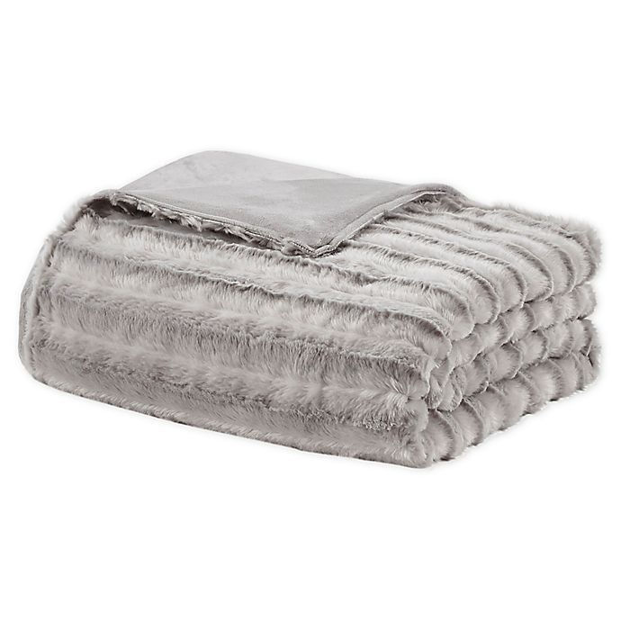 slide 1 of 7, Beautyrest Duke Faux Fur Weighted Blanket - Grey, 18 lb