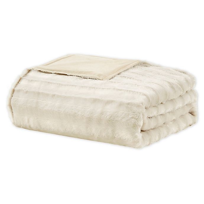 slide 1 of 7, Beautyrest Duke Faux Fur Weighted Blanket - Ivory, 18 lb