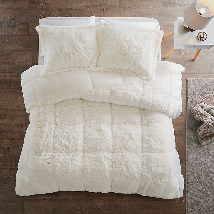 slide 3 of 7, Intelligent Design Malea Shaggy Faux Fur Twin/Twin XL Comforter Set - Ivory, 1 ct