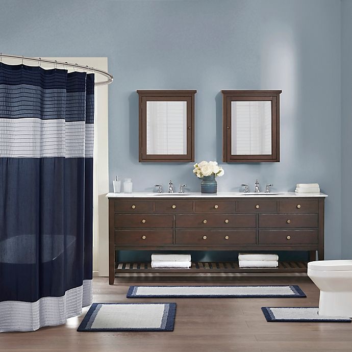 slide 3 of 8, Madison Park Amherst Bath Rug - Navy", 24 in x 60 in