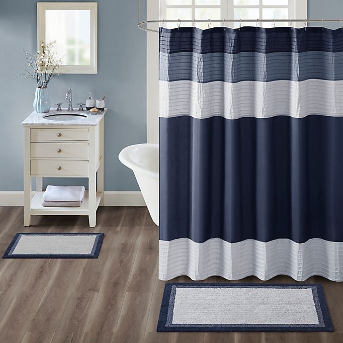 slide 4 of 8, Madison Park Amherst Bath Rug - Navy", 24 in x 60 in