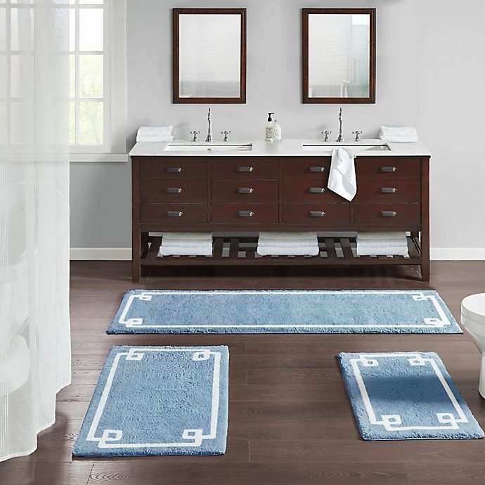 slide 7 of 7, Madison Park Evan Bath Accent Rug - Blue, 20 in x 30 in