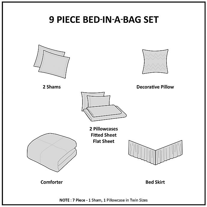 slide 12 of 12, Madison Park Essentials Lilia Full Comforter Set - White/Charcoal, 9 ct