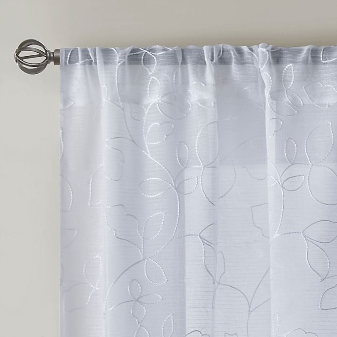 slide 3 of 5, SALT Turin Leaf 95-Inch Rod Pocket Embroidered Sheer Window Curtain Panels, 2 ct