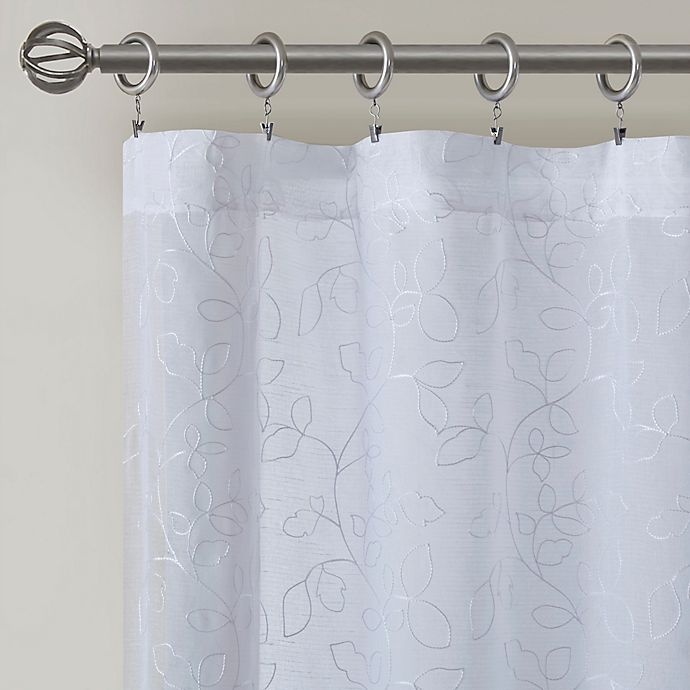 slide 4 of 5, SALT Turin Leaf 95-Inch Rod Pocket Embroidered Sheer Window Curtain Panels, 2 ct