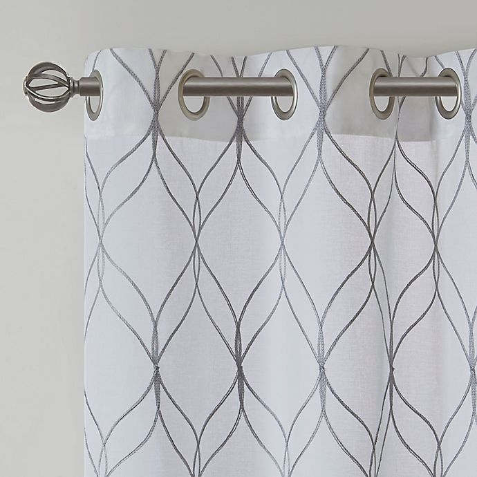 slide 2 of 3, SALT Corwin Grommet Sheer Window Curtain Panels - White/Grey, 2 ct