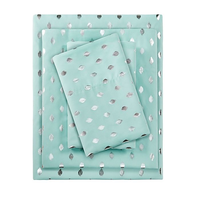 slide 2 of 4, Intelligent Design Metallic Dot Printed Sheet Set Twin Aqua/Silver, 1 ct