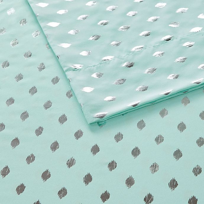 slide 4 of 4, Intelligent Design Metallic Dot Printed Sheet Set Twin Aqua/Silver, 1 ct